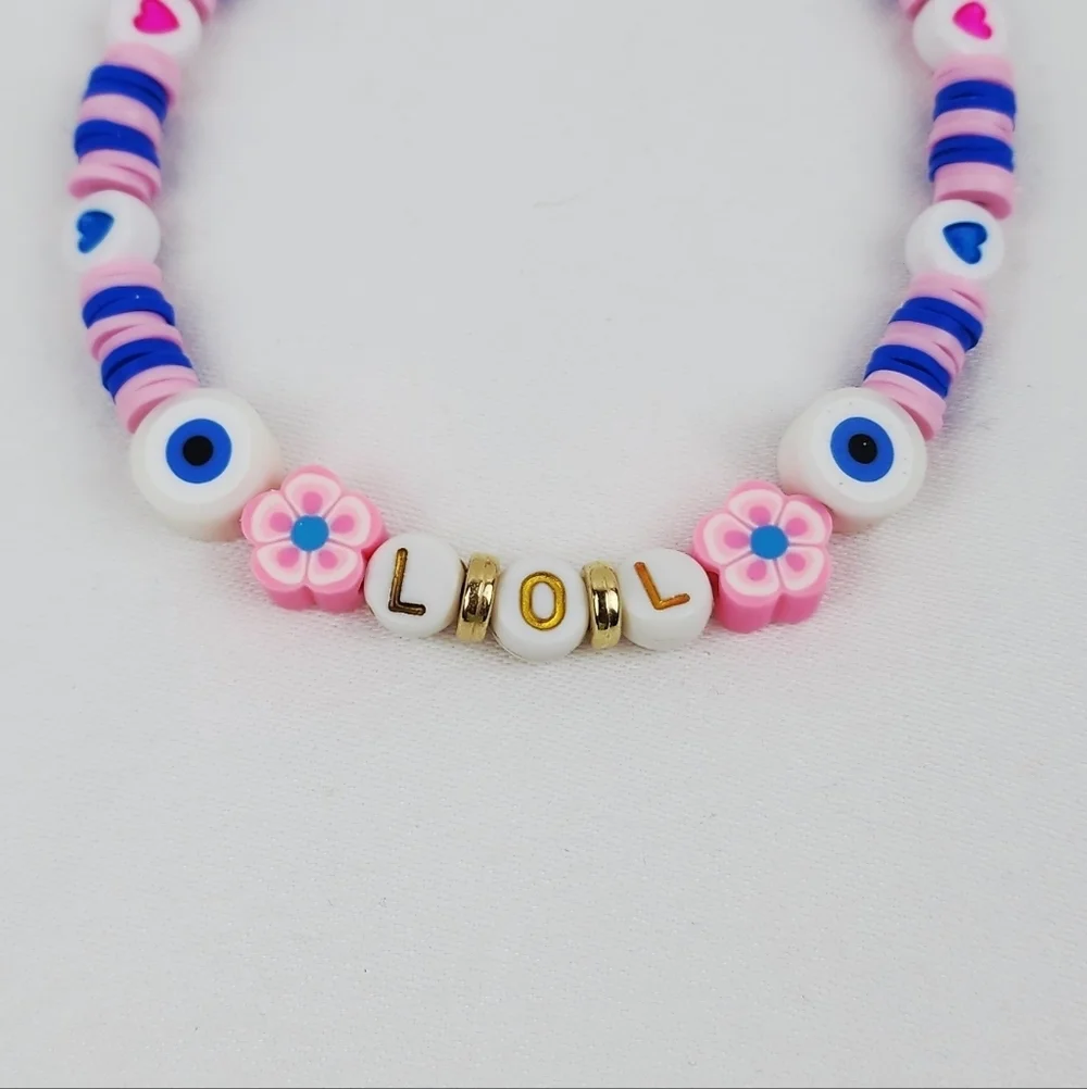 Handmade LOL Heart and Flower Bracelet